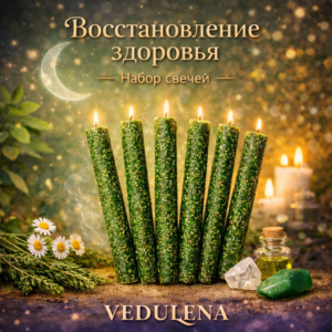 Свечи "Восстановление здоровья" - набор из 6 зелёных свечей