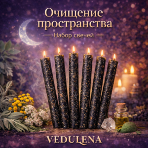 Свечи "Очищение пространства" — набор из 6 черных свечей
