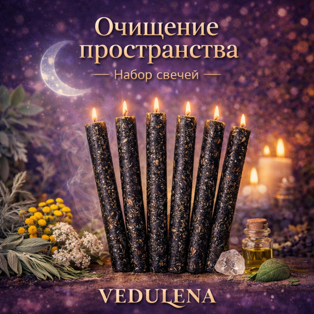 Свечи "Очищение пространства" — набор из 6 черных свечей