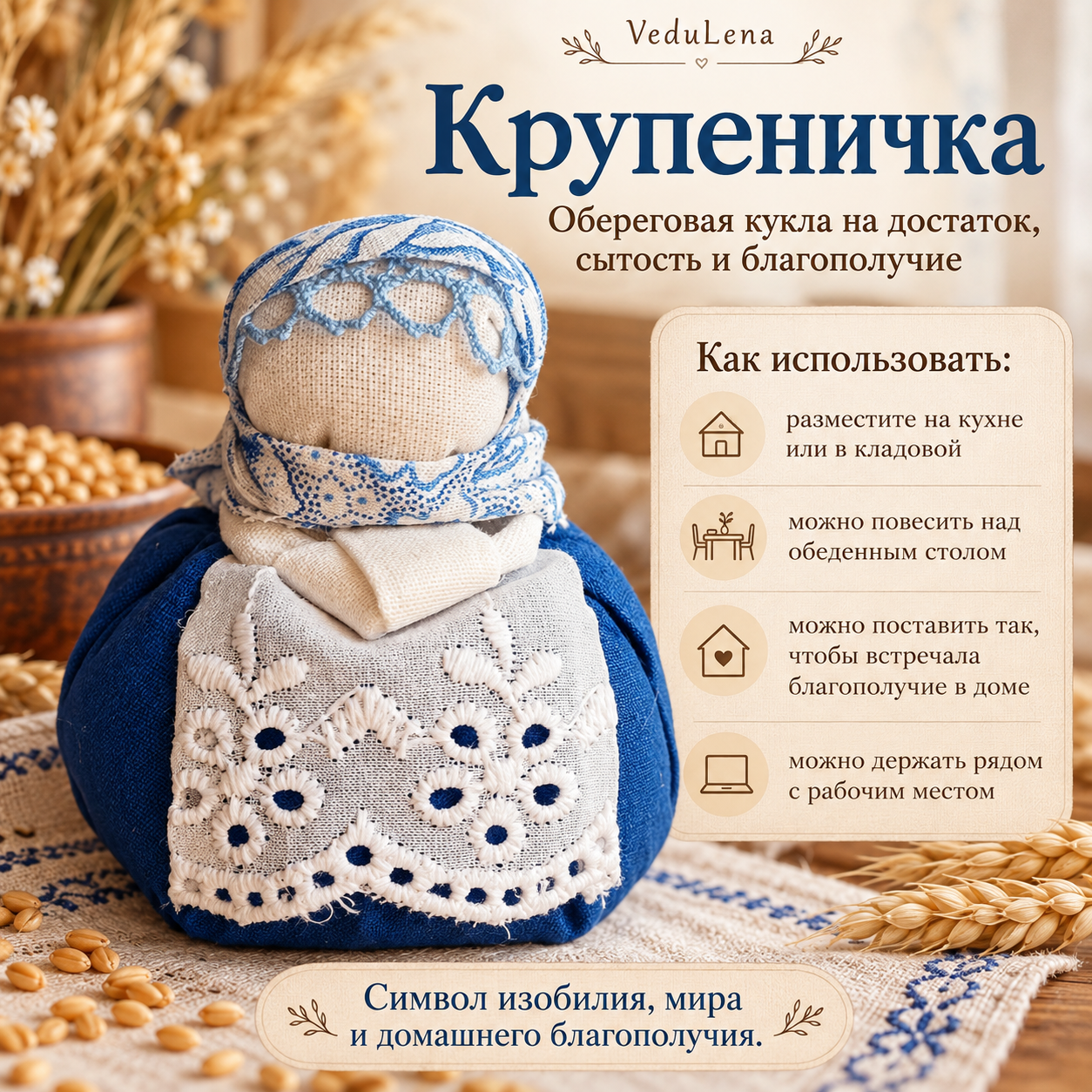 Кукла-берегиня «Крупеничка» — оберег на достаток и благополучие — изображение 2