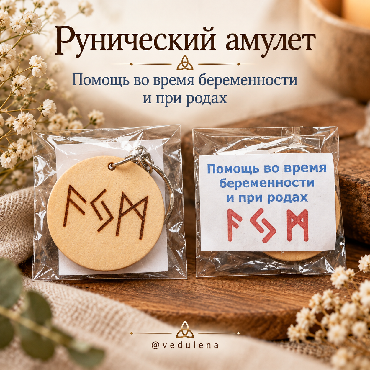 Рунический амулет «Повивальные руны» — поддержка во время беременности и родов