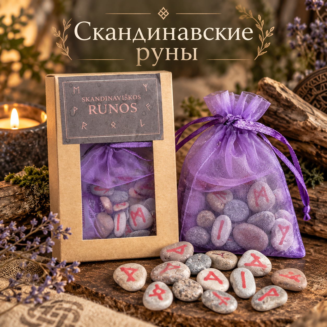Скандинавские руны из морского камня — ручная работа